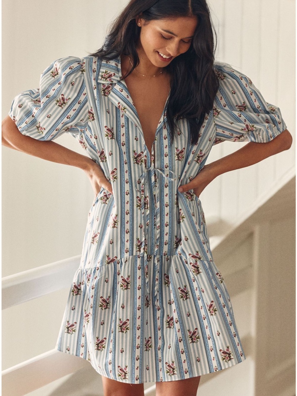Anthropologie LyreBird Puff Sleeve Mini Dress